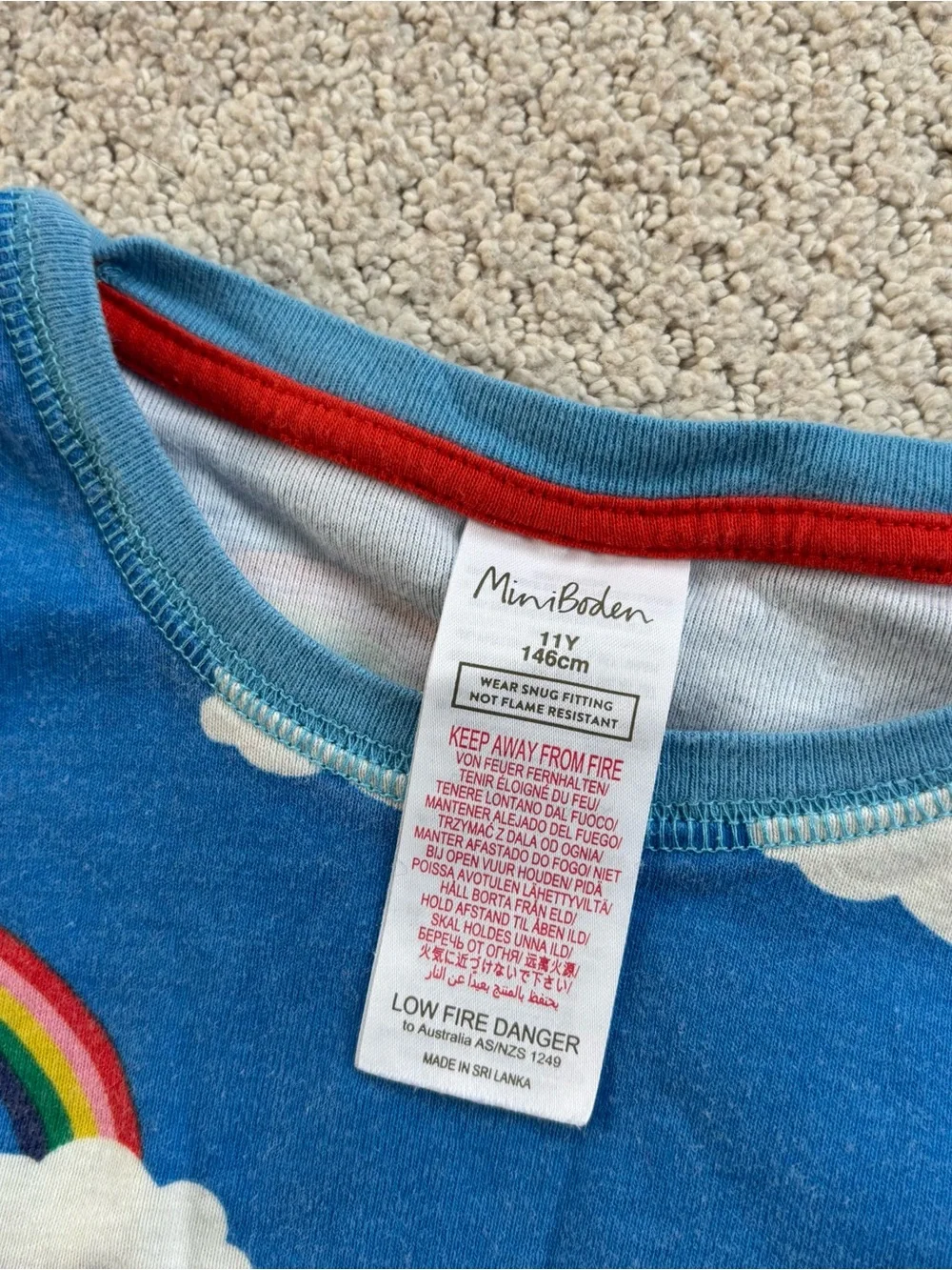 Mini boden Kids Blue Rainbow Cloud Pajama Set